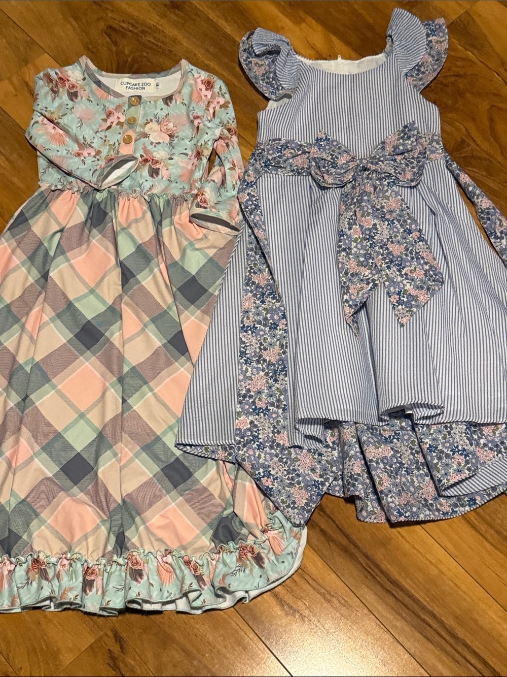 Mint & Blue Floral Plaid Dress & Seersucker floral dress